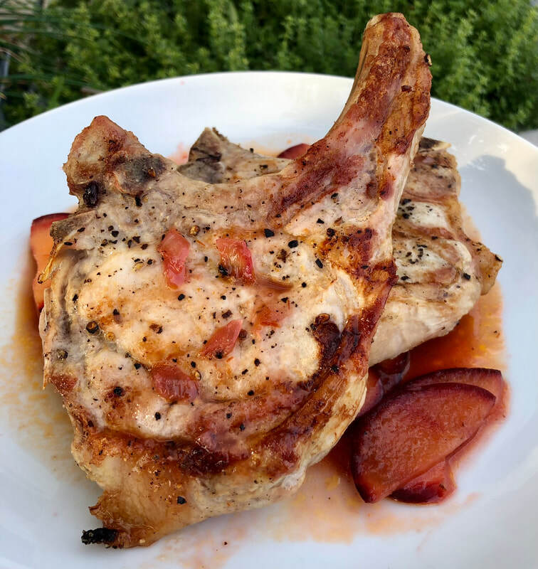 Skillet Meatballs with Peaches, Basil and Lime